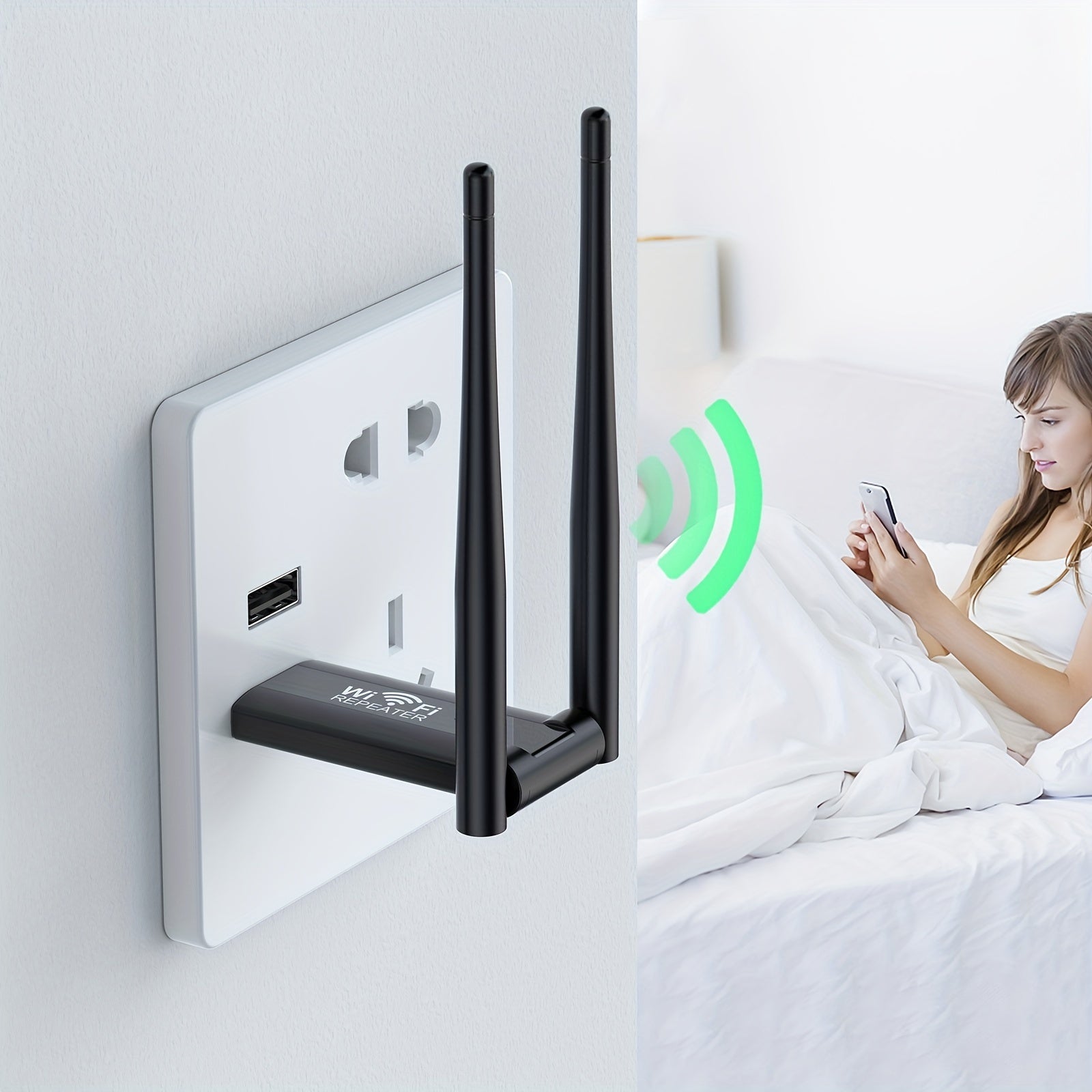 Wireless WiFi Repeater Extender 300Mbps Signal Booster for Upstairs Downstairs