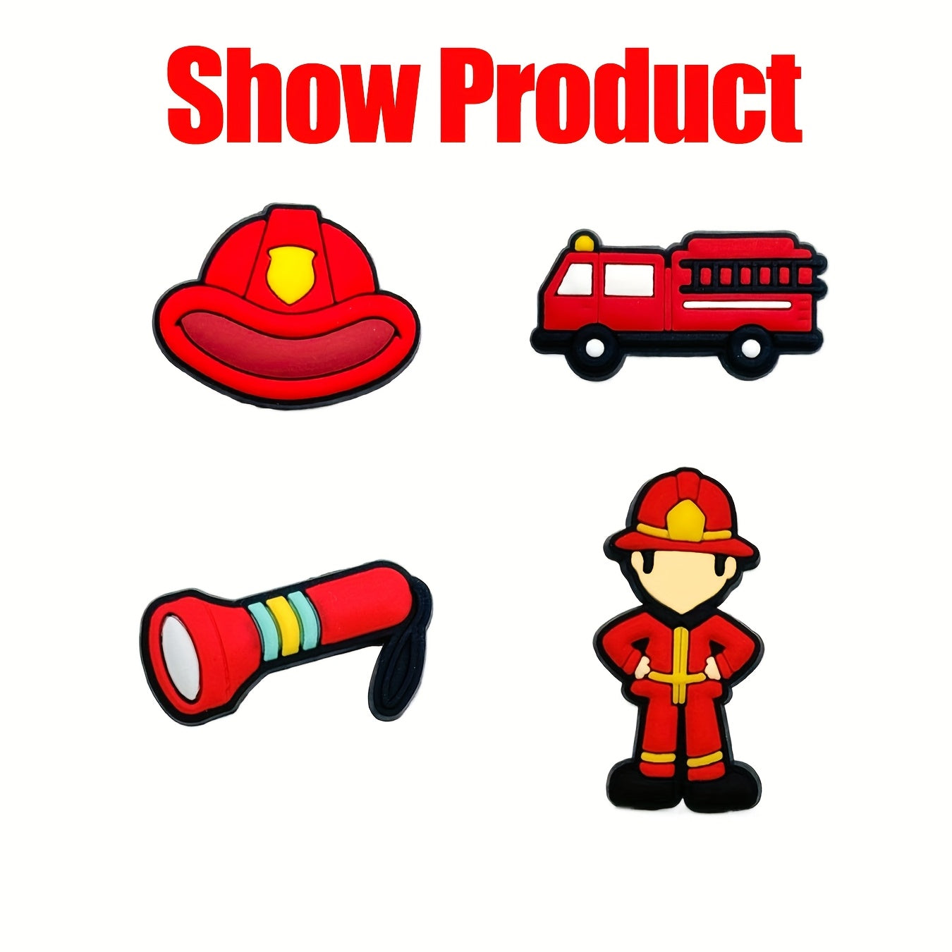 12pcs Firefighter PVC Shoe Charms Kids Colorful Fire Helmet Jacket Backpack