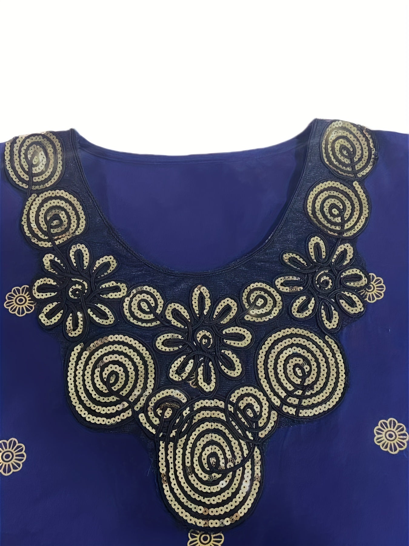 Modest Ramadan Graphic Print Batwing Sleeve Kaftan Dress with Ruffle Neckline