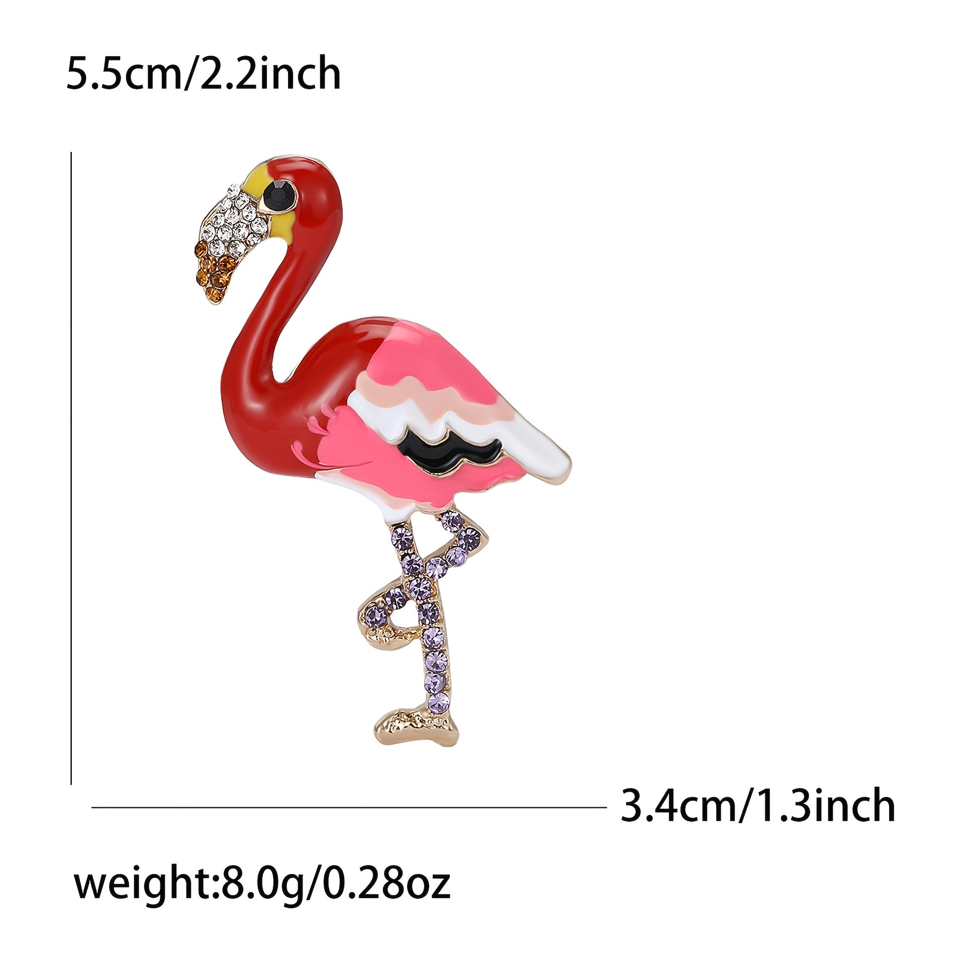 Flamingo Cartoon Brooch with Rhinestones Animal Shape Pin Jewelry