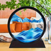 Large Round Glass Frame Sand Art with Flowing Sand Deep Sea Scene for Home Office Decor