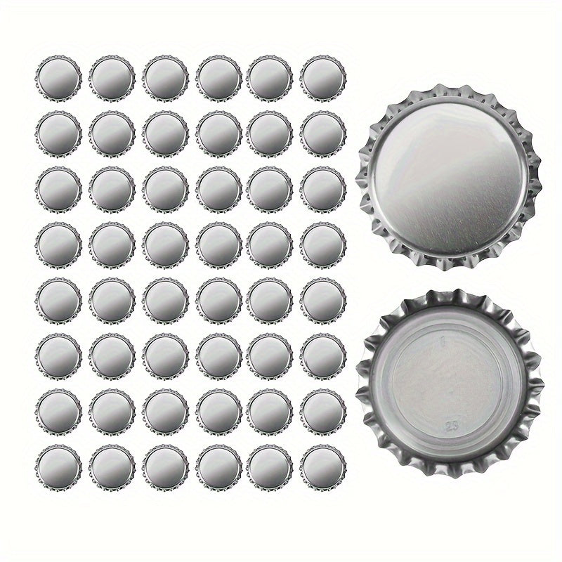 50 Golden, Silver, and Black Beer Bottle Caps for Home Brewing and Bar Tools