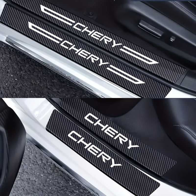 Car Interior Carbon Fiber Protective Strips 5pcs Welcome Pedal Foot Pedal Stickers