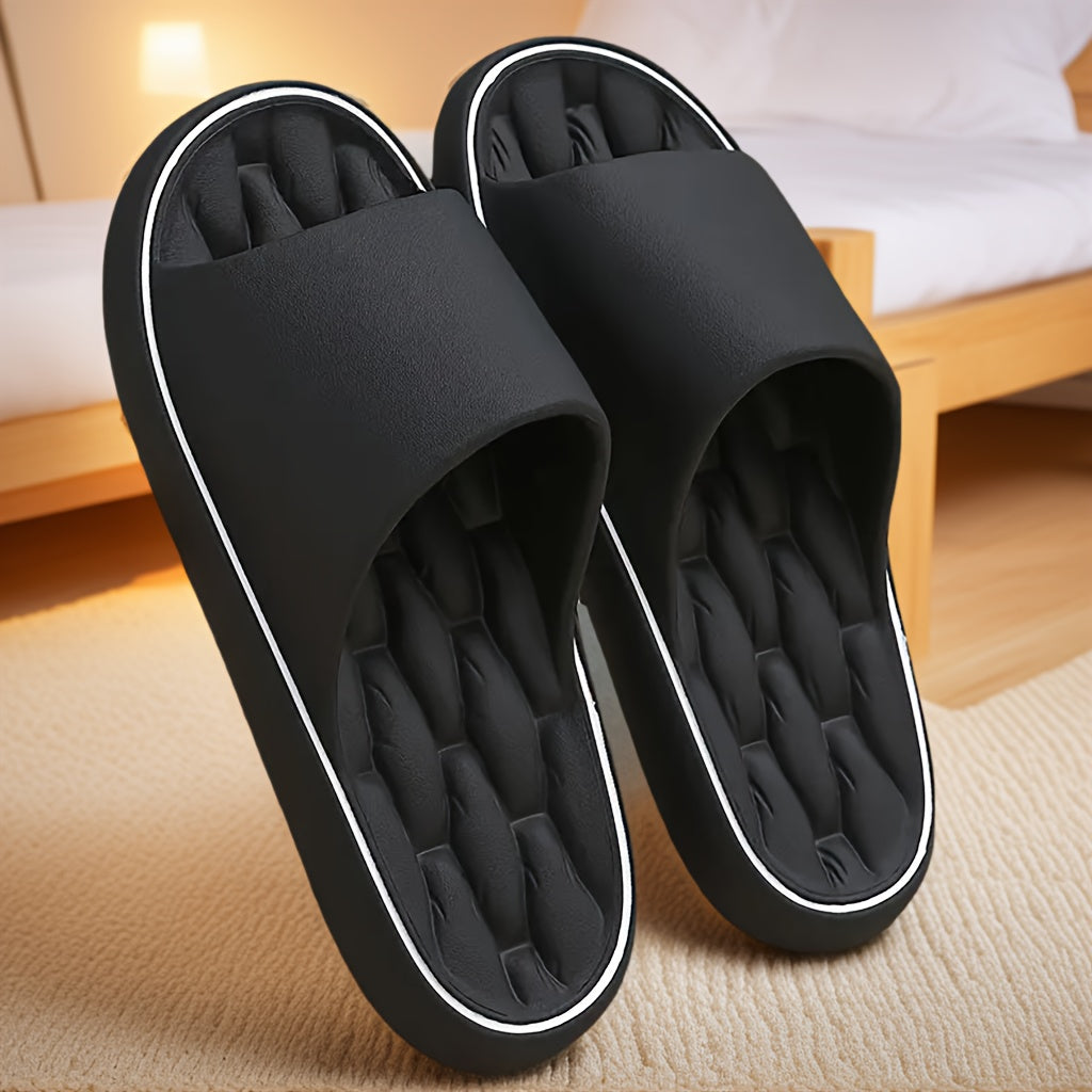Men's Women's Anti-slip Indoor Outdoor Slippers Thick Sole Black Large Size