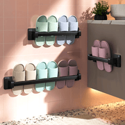 Wall-Mounted Shoe Organizer Bathroom Space-Saving No-Drill Metal Slipper Rack