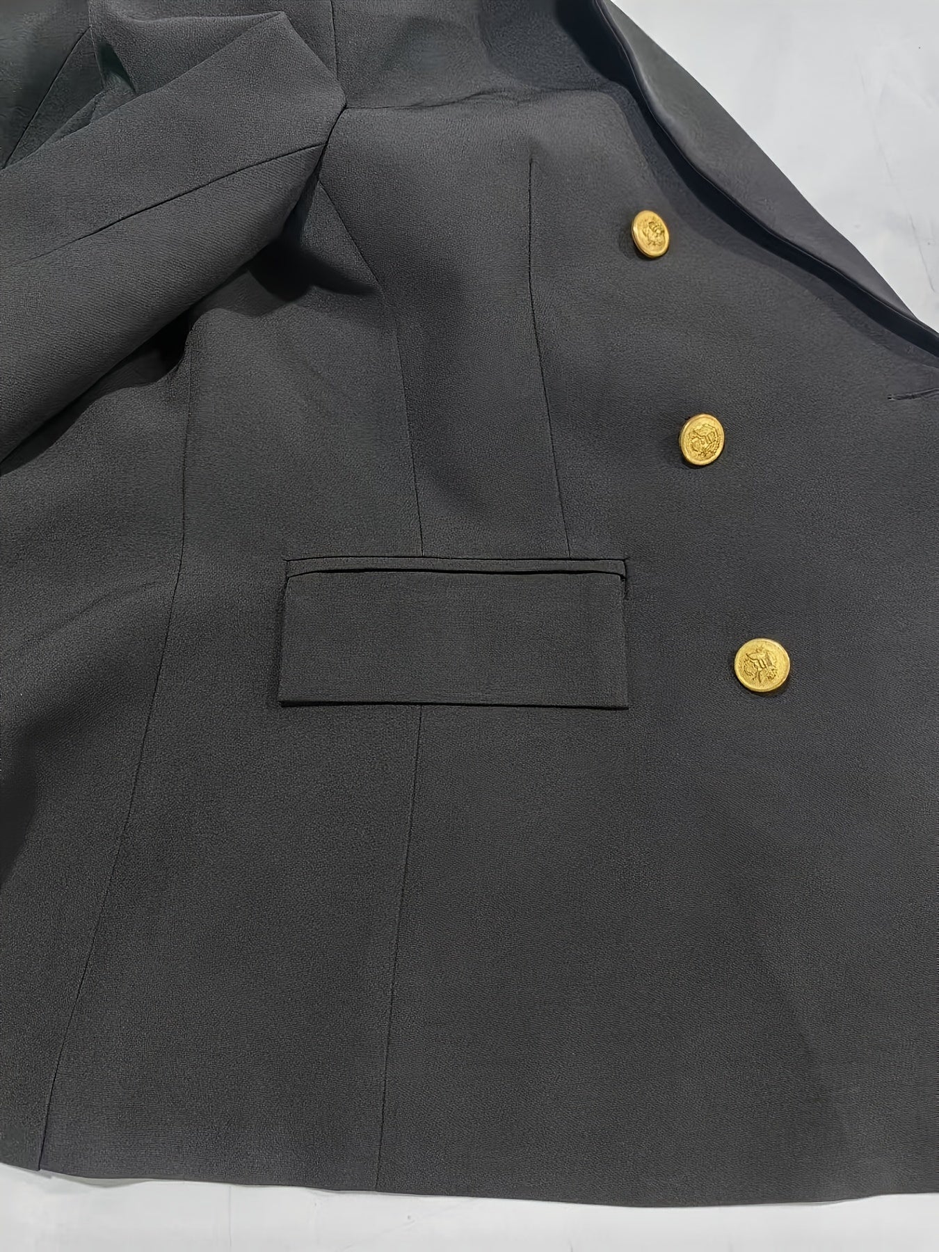 Women's Solid Gold Button Double Breasted Blazer Polyester Casual All Seasons