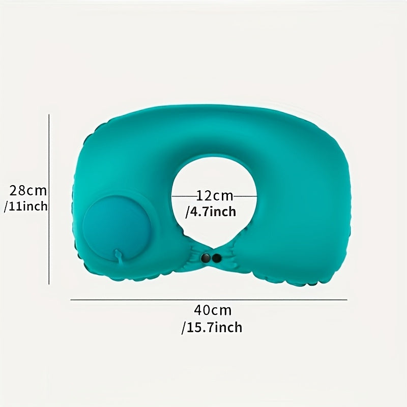 Portable Inflatable U-Shaped Neck Pillow with Velvet Cover for Travel and Home