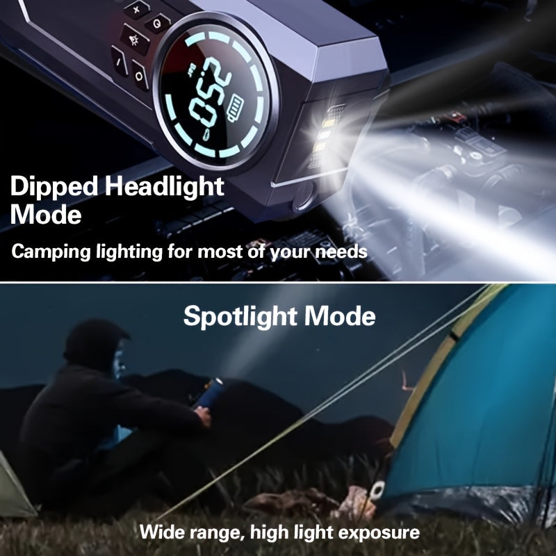 TTENGQU Avtomobil Ta'mirlash Asbobi: Tez inflatsiya va avtomatik to'xtash funksiyasi bilan LED chiroqli portativ zaryadlovchi va shina inflator.