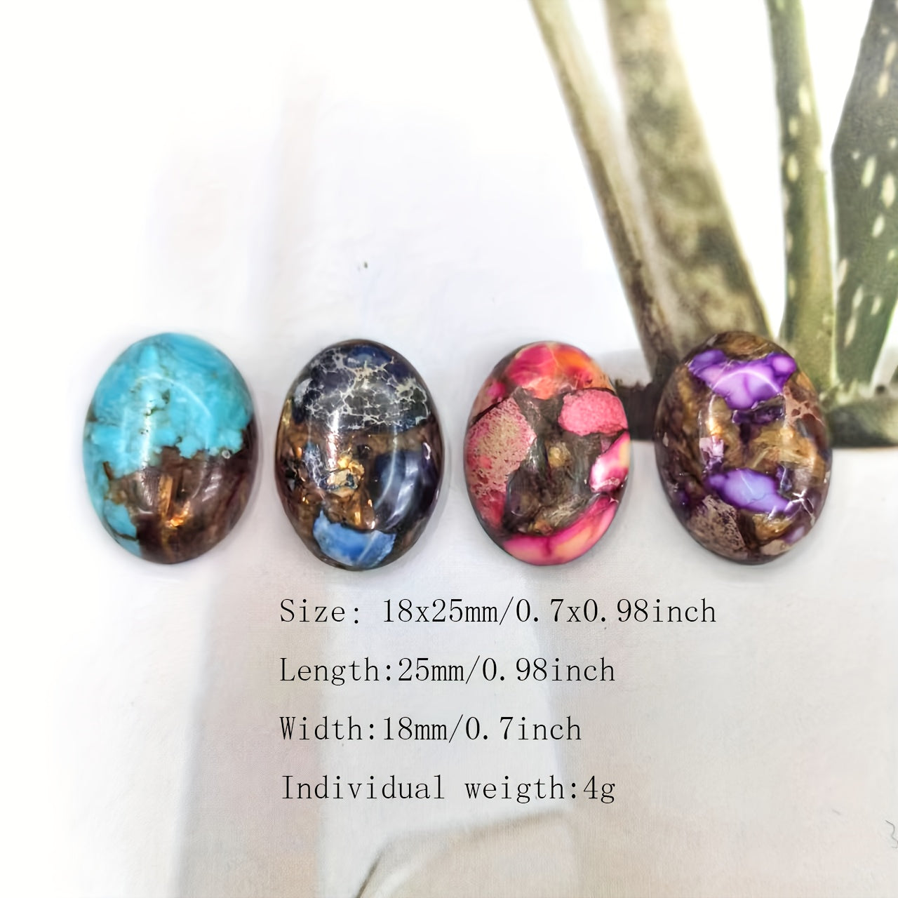 10 Pieces Bohemian Natural Oval Stones for Jewelry Making and Decoration