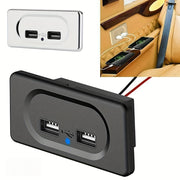 Dual USB Port Fast Charger Socket for Motorcycle Car RV ABS Material