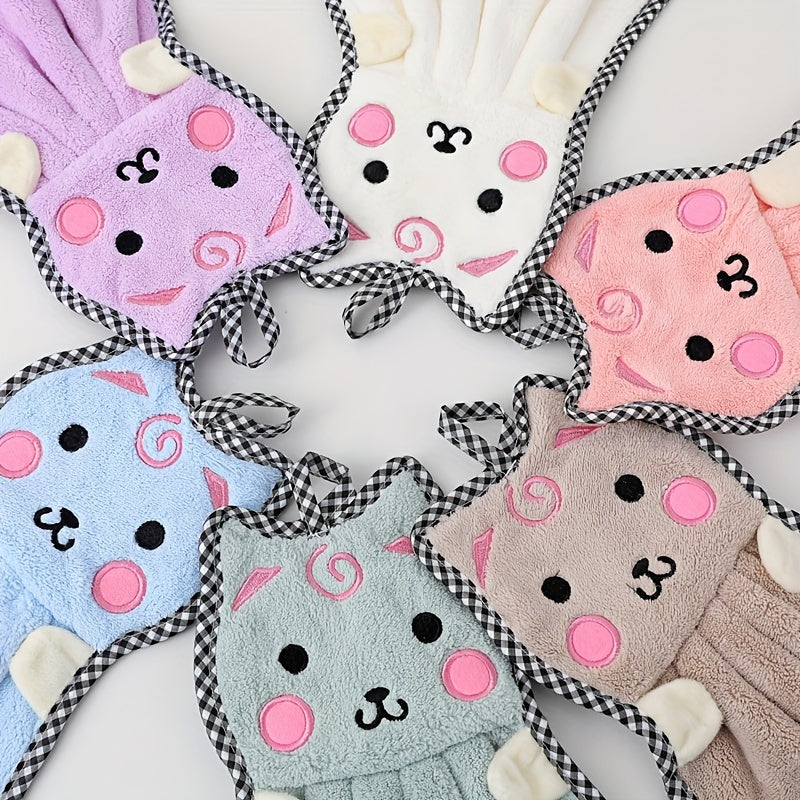 Cute Kitty Pattern Towels Soft Absorbent Coral Fleece Bathroom Towels