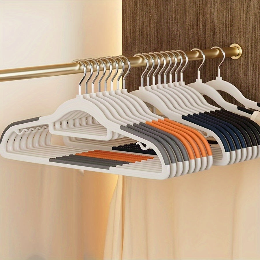 Set of 20 White Plastic Non-Slip Clothes Hangers with Wide Shoulders for Closet Organization