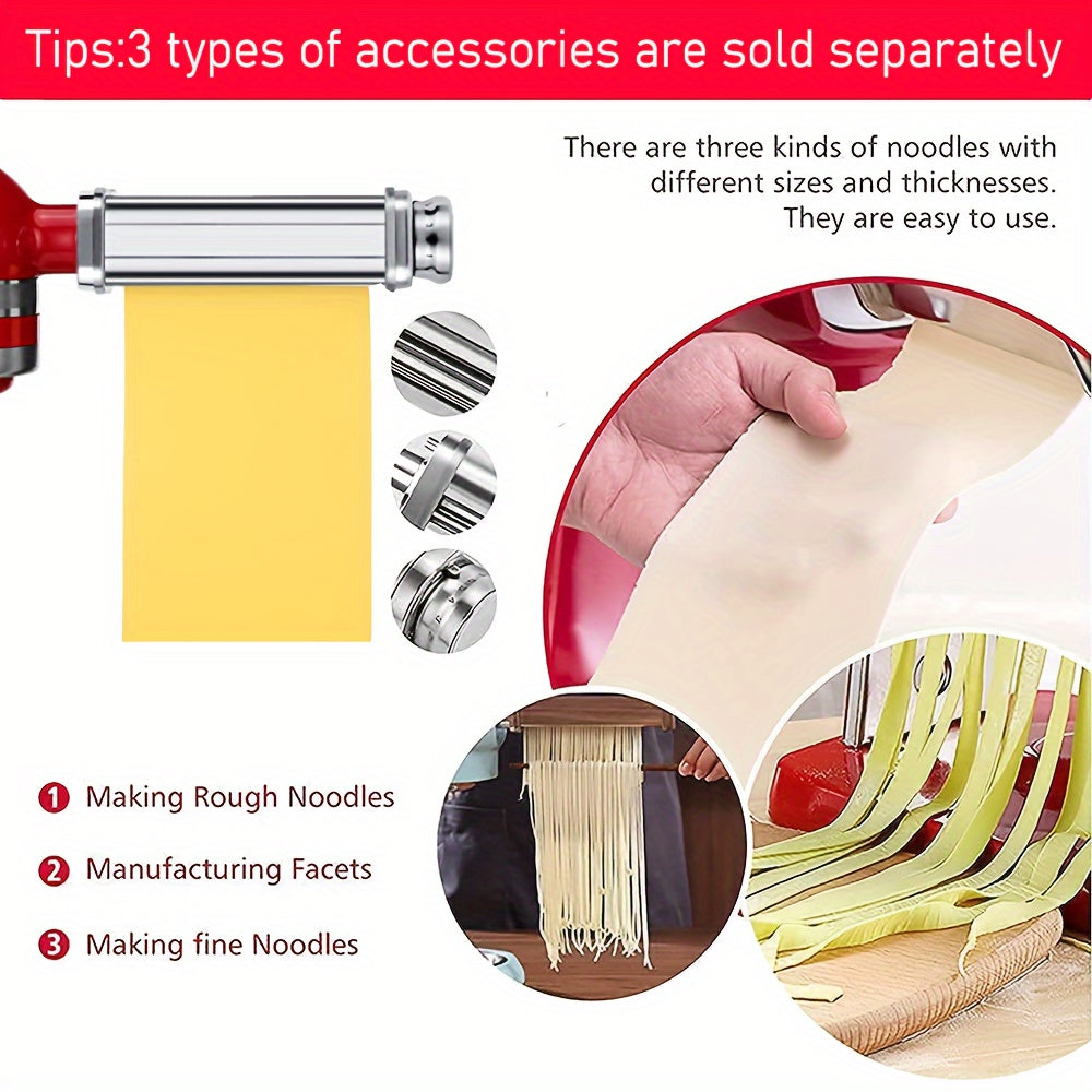 Stainless Steel Pasta Maker Attachments for Stand Mixer Includes Sheet Roller Spaghetti Fettuccine Cutter