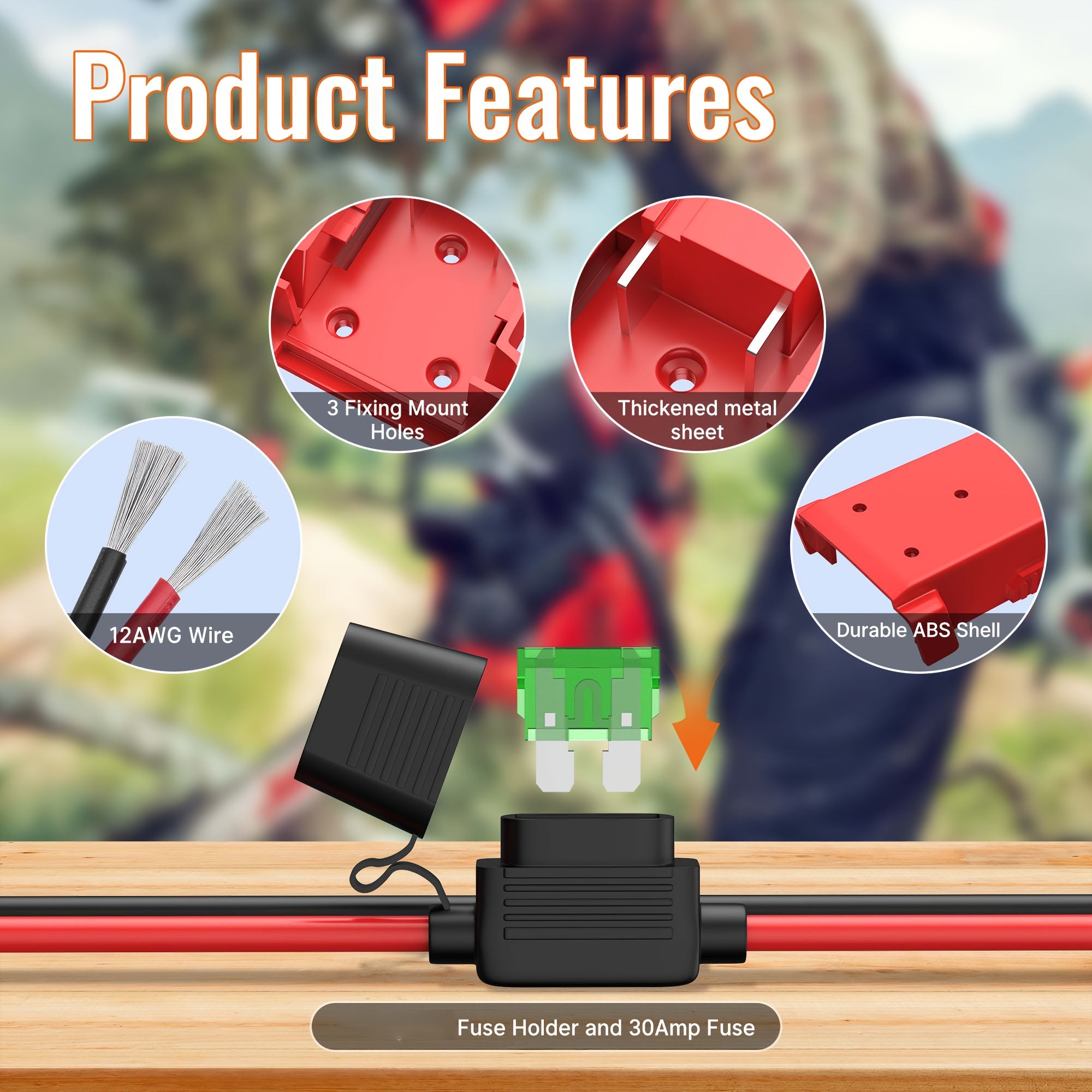 Milwaukee M18 Quvvatli G'ildirak Batareya Adapteri To'plami 12 AWG Sim va Fuse bilan