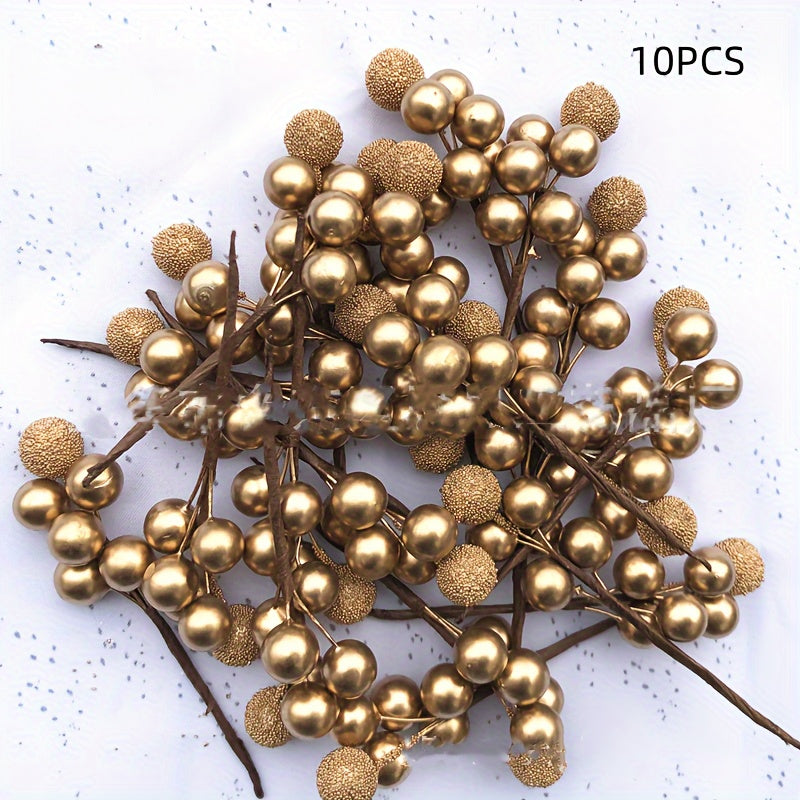 Christmas Berry Garland with Gold and Silver Plastic Berries for Festive Decor