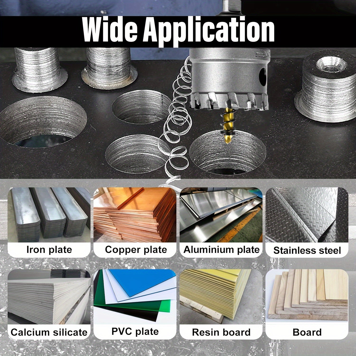 8pcs TCT Hole Saw Set for Metalworking Stainless Steel Iron Plate 16-35mm