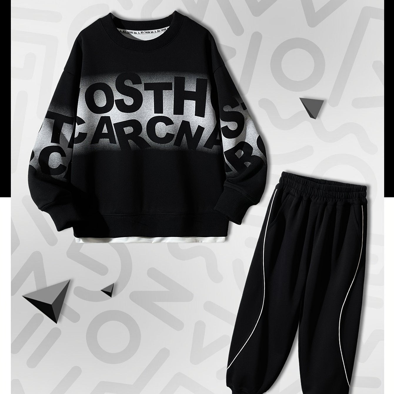 Boys' Cotton Blend Athletic Set Long Sleeve Sweatshirt and Joggers for Spring Fall