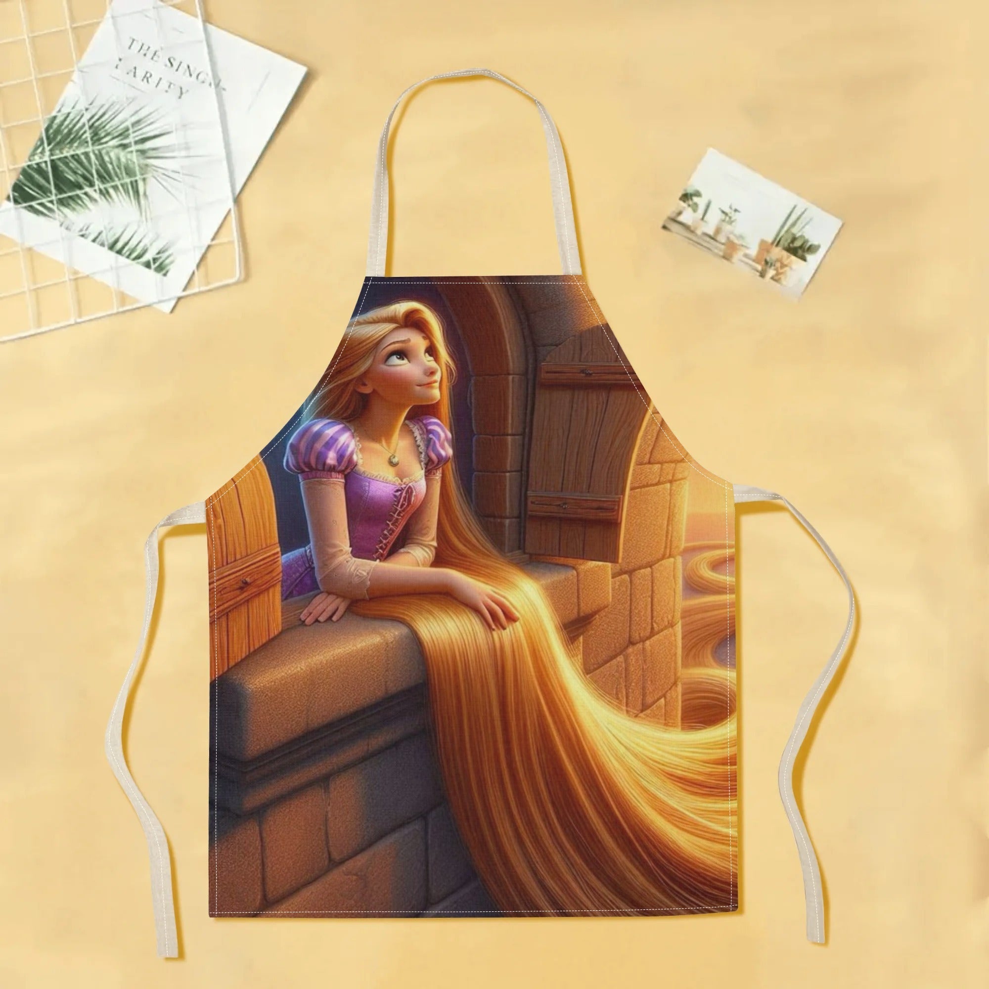 Suv o'tkazmaydigan Disney Cinderella aproni - Mustahkam polyesterdan tayyorlangan - Oson parvarish qilish, astarsiz dizayn, mehmonxonalar, supermarketlar, restoranlar, meva do'konlari, sut choyi stendlarida va uyda foydalanish uchun mukammal.