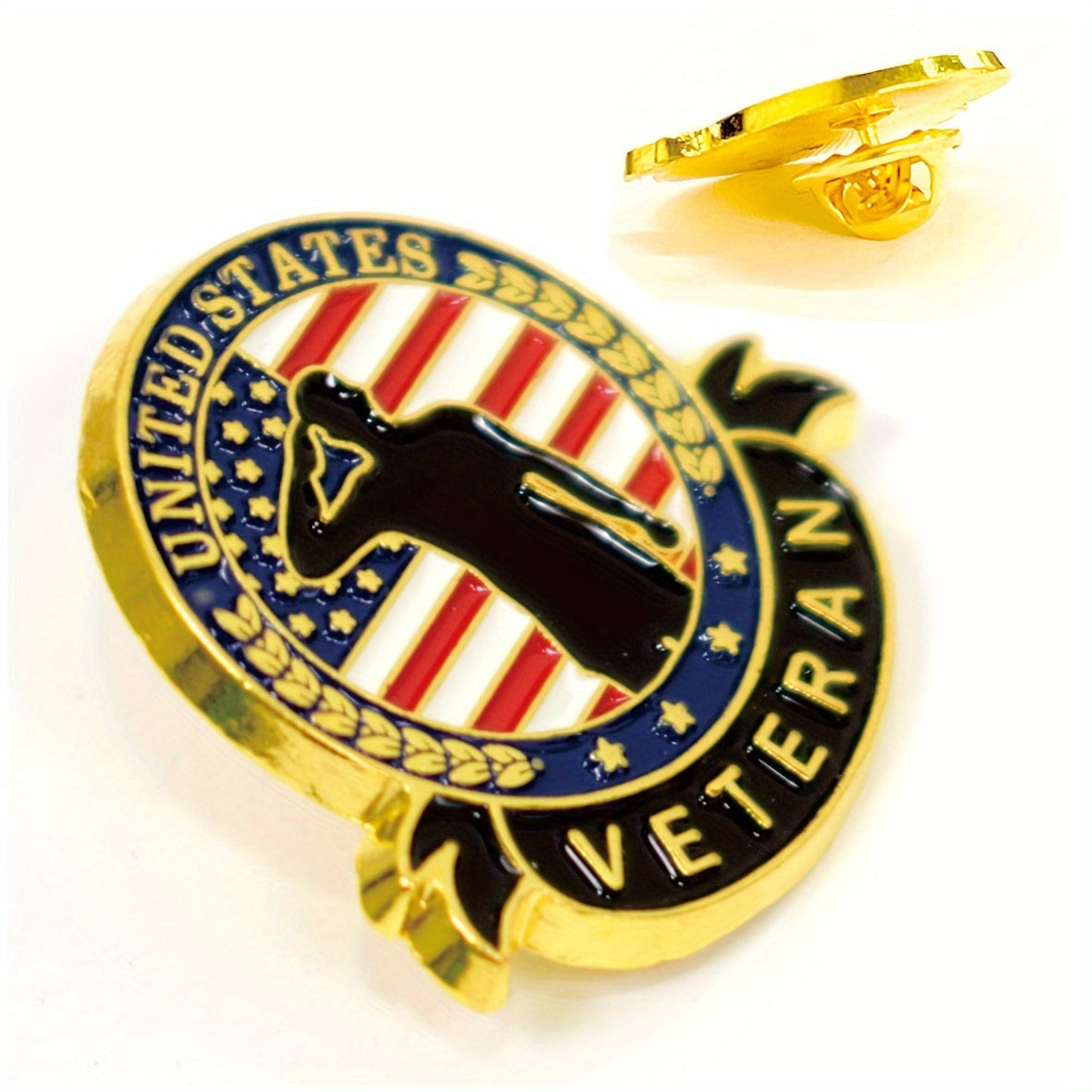 10-Pack Vintage Alloy Veteran Lapel Pins Military Commemorative Brooches Irregular Shapes