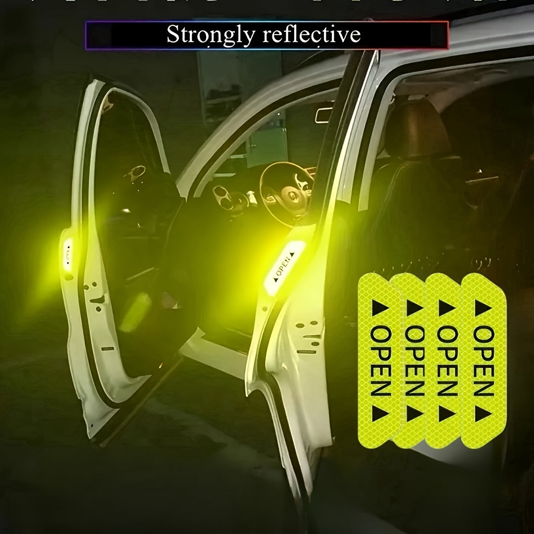 4 Pieces Car Door Welcome Light Projectors with Logo and Reflective Stickers
