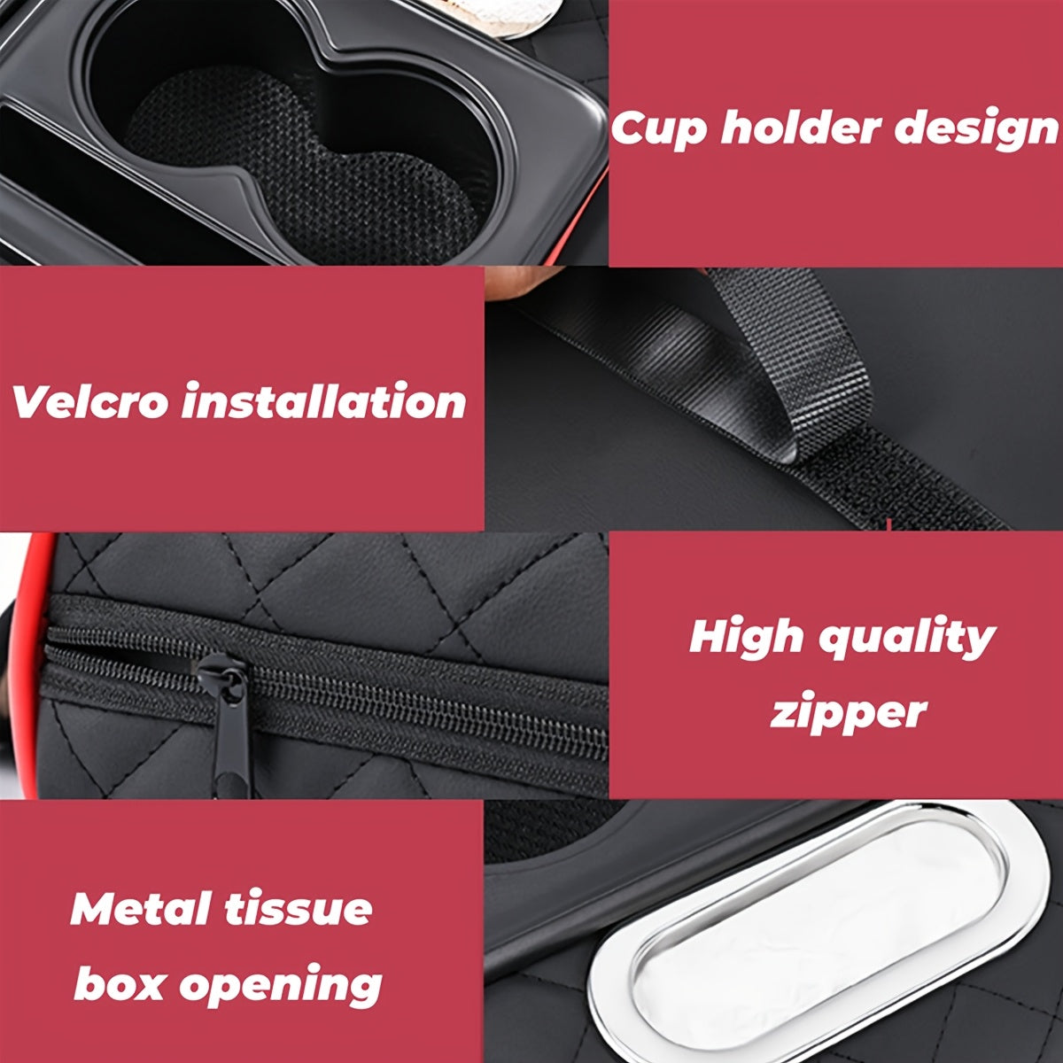 Car Armrest Cushion Center Console Protector With Tissue Box and Cup Holder Storage