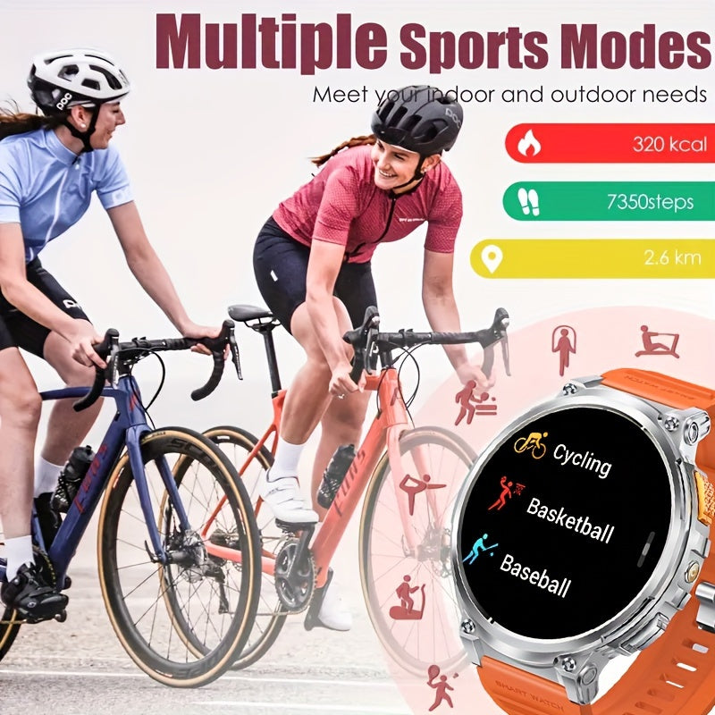 Reloj inteligente para hombres con pantalla HD de 4.7cm, llamadas inalámbricas, música, pronóstico del tiempo, rastreador deportivo, linterna LED compatible con iPhone y Android