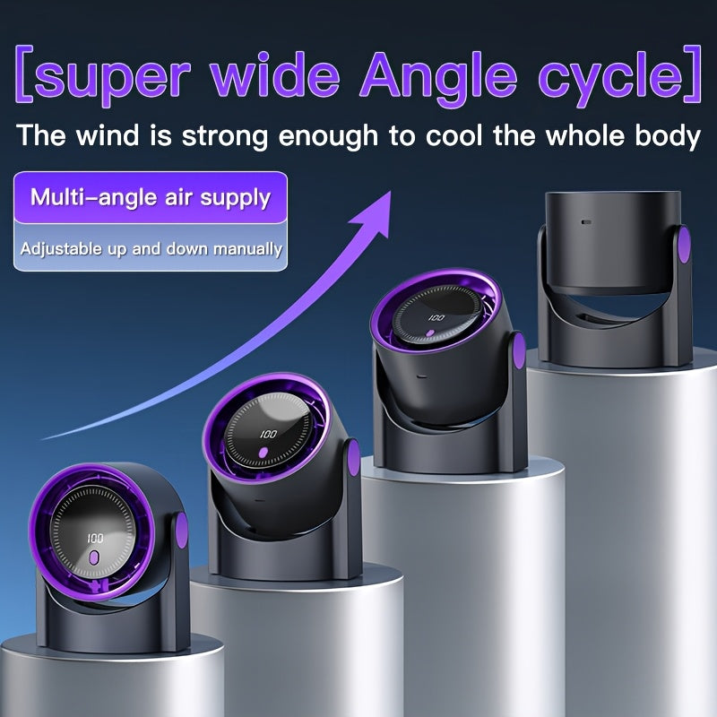 Portable USB Desk Fan Touchscreen Display 100 Speed Rechargeable Battery Office Bedroom Kitchen Camping