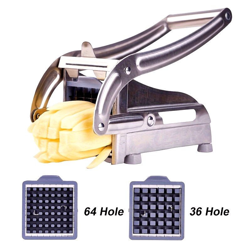 Stainless Steel French Fry Cutter Manual Potato Slicer with Interchangeable Blades