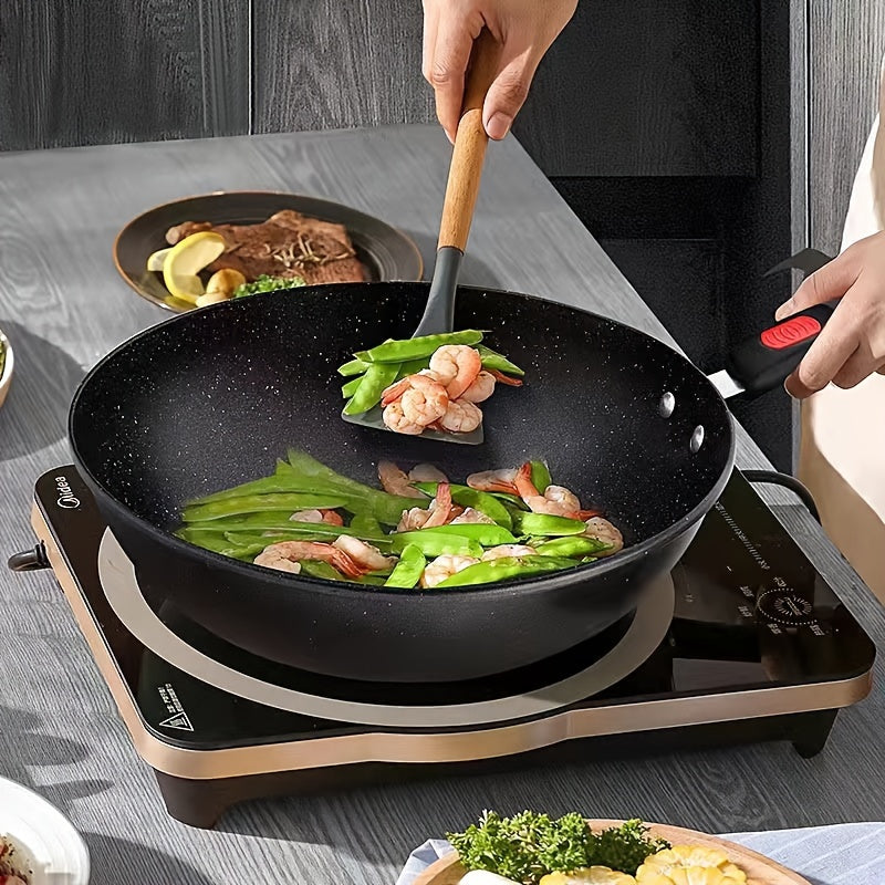 Set of 3 Cast Iron Cookware with Non-Stick Maifan Stone Coating Frying Pan Skillet Stock Pot