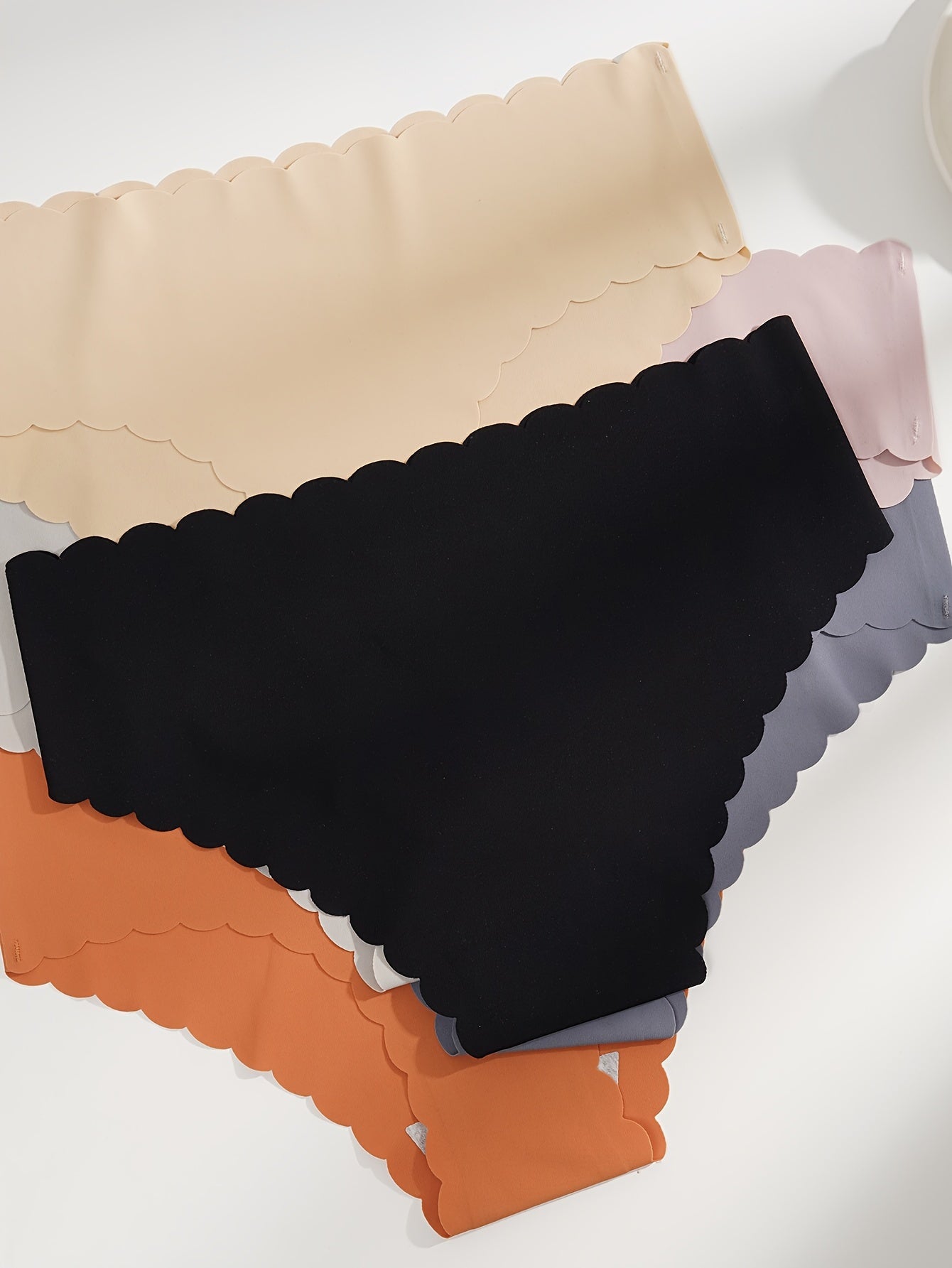 6 Pack Seamless Solid Briefs with Scallop Trim Breathable Comfortable Panties