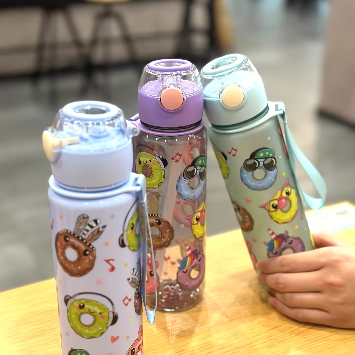 Cute Donut Design Water Bottle 700ml BPA-Free High-Temp Resistant Portable Leak-Proof Outdoor Use