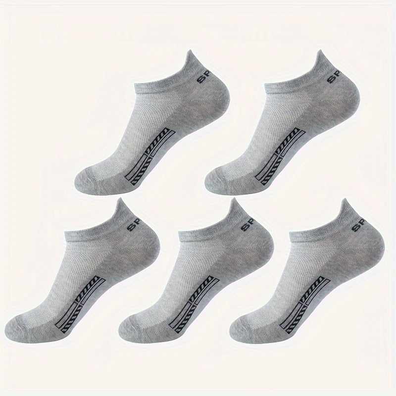 Calcetines tobilleros sólidos para hombre, 5 pares, transpirables y cómodos para uso al aire libre