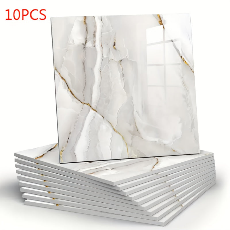 Adhesivos de pared de vinilo de mármol boho cuadrado reutilizables y lavables, PVC de alto brillo para cocina y baño