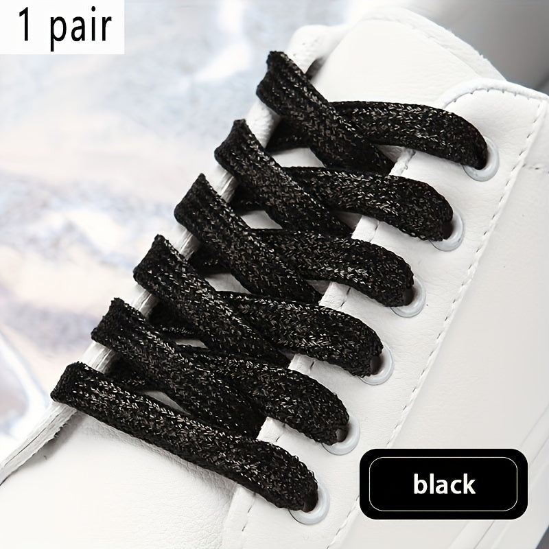 Unisex Iridescent Glitter Laces Flat Shoe Strings for Sneakers and Canvas