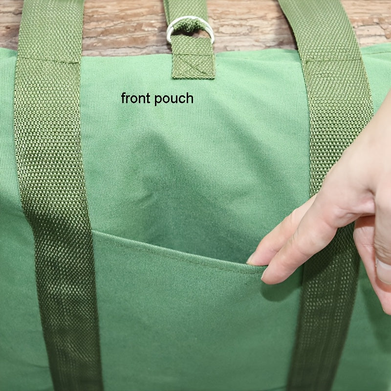 Durable Canvas Firewood Carrier Bag Military Green for Camping Fireplace Storage