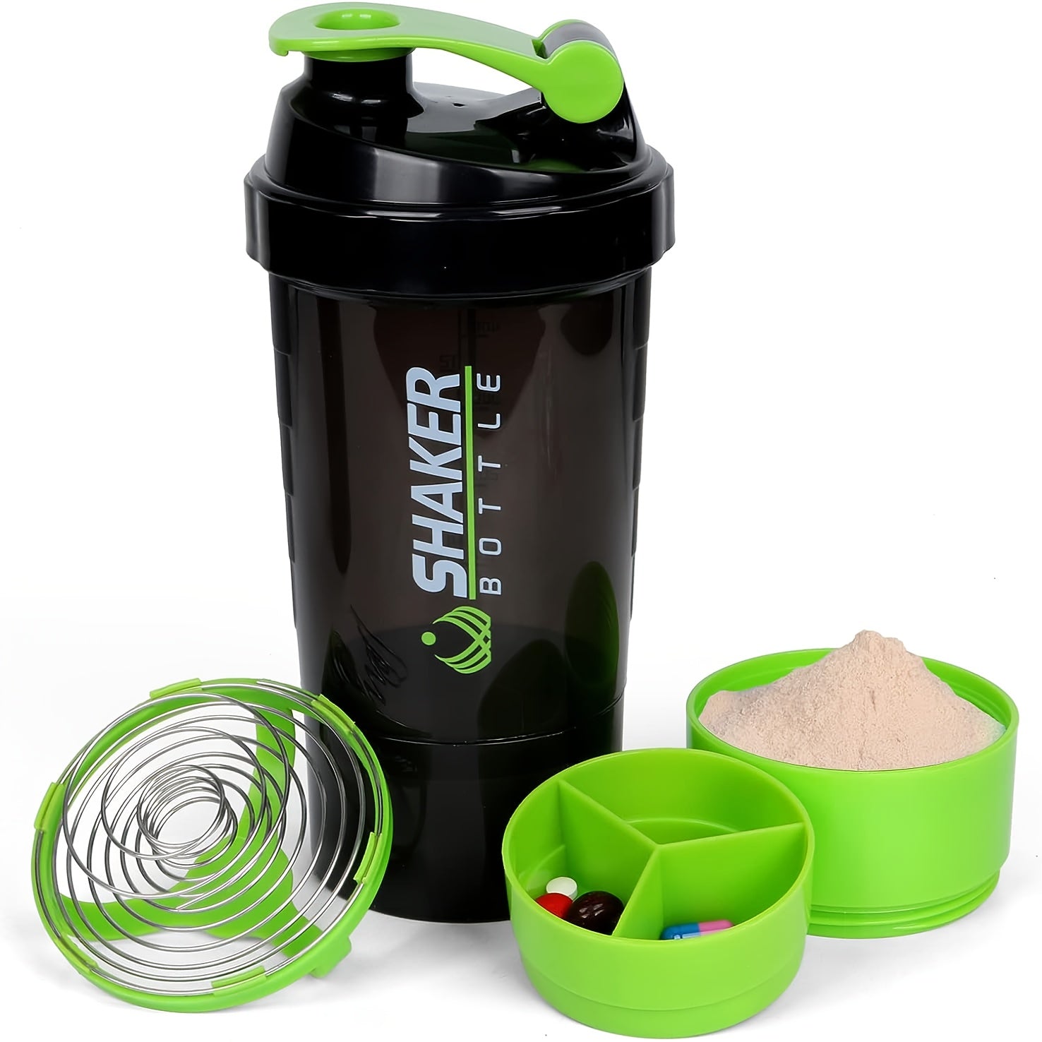 16oz Leak-Proof Plastic Protein Shaker Bottle for Fitness and Workout