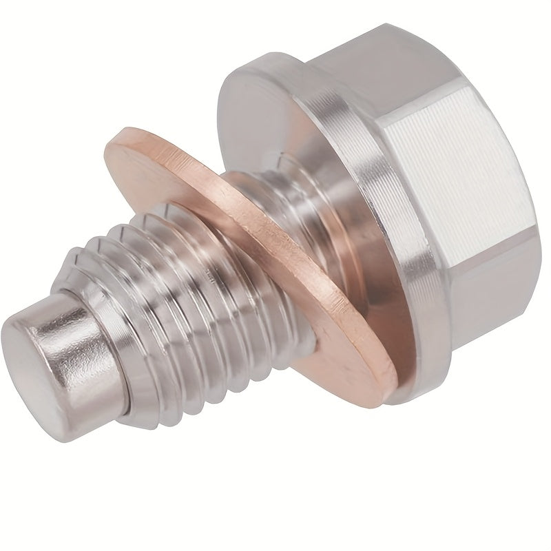 Magnetic Stainless Steel Oil Drain Plug with Red Copper Washer Gasket Replacement