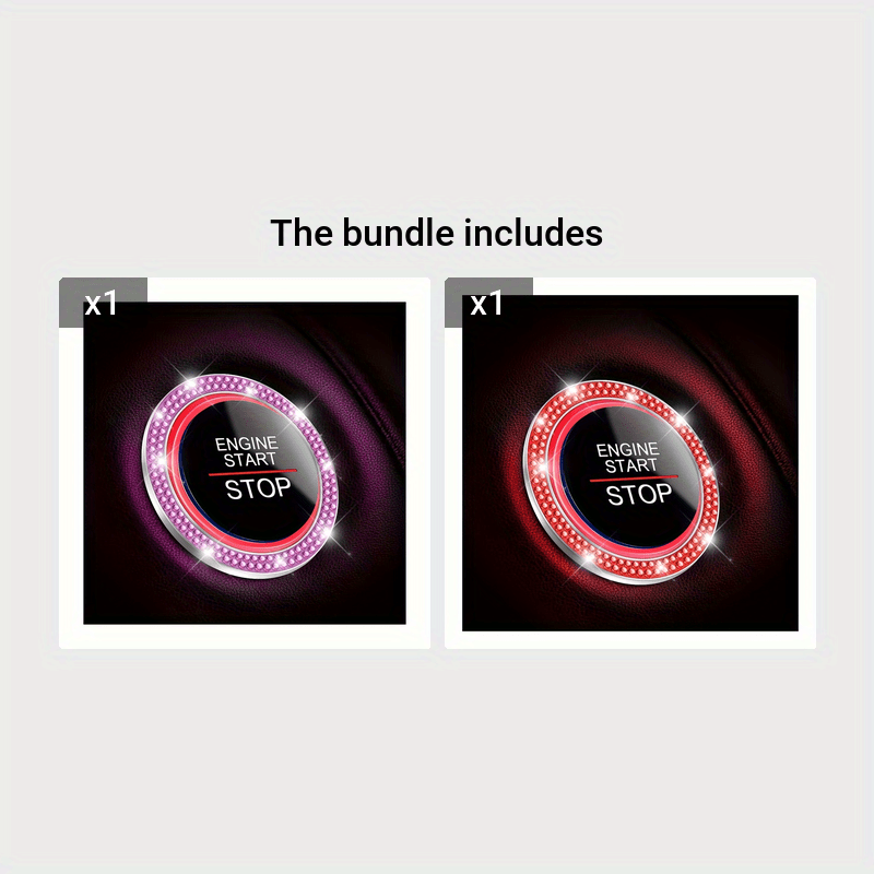 Women Sparkling Car Engine Start Ring Decal Key Ignition Cover Interior Accessories
