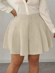 Шорты для женщин больших размеров с высокой талией, неэластичные, бежевые, офисные, повседневные