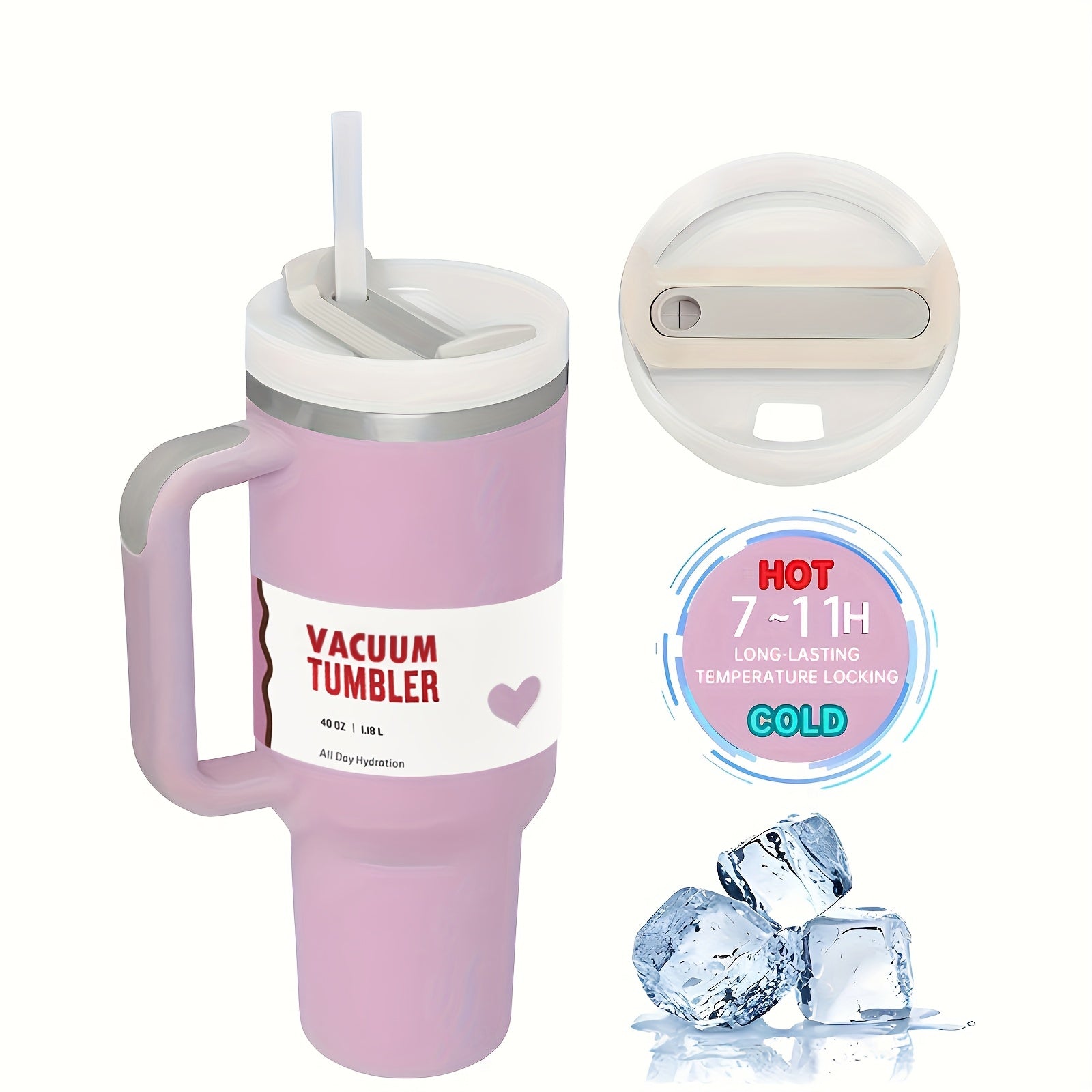 40oz Stainless Steel Travel Mug with Lid and Straw Double Wall BPA-Free Shatterproof Oval Design