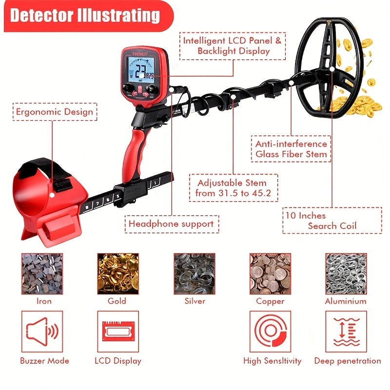 Metal Detector for Treasure Hunting Professional Metal Detection Deep Up to 3.5 Meters Battery Not Included