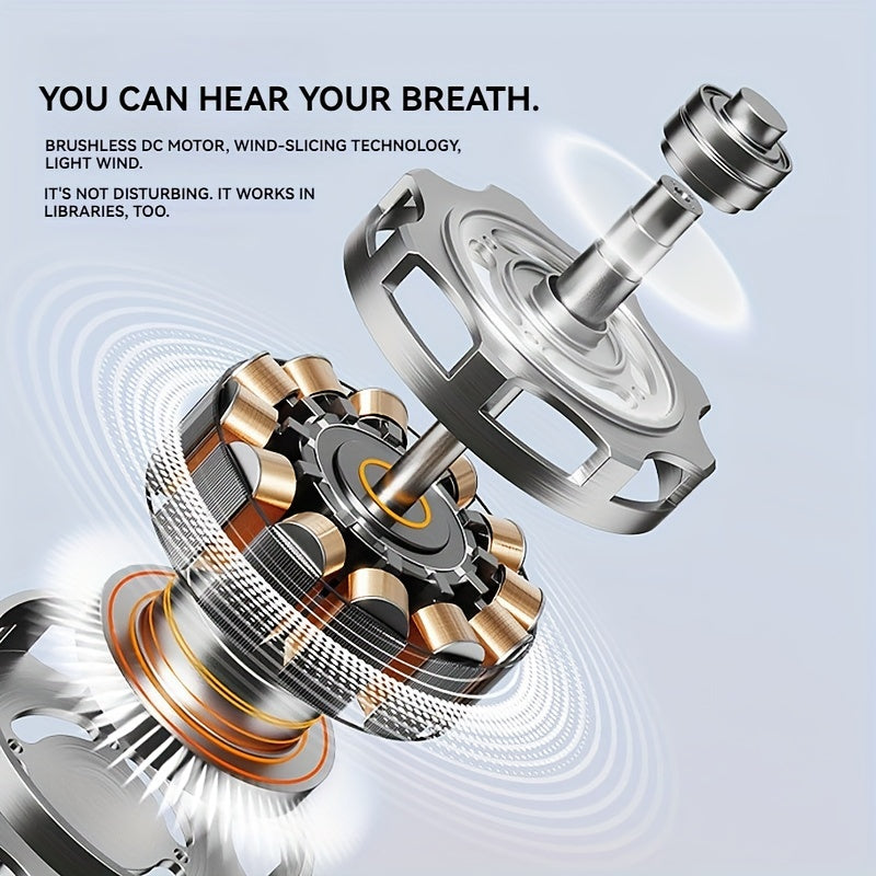 Portable Mini Fan USB Rechargeable Handheld Fan with LED Indicator, 6 Speeds for Travel Outdoor Camping