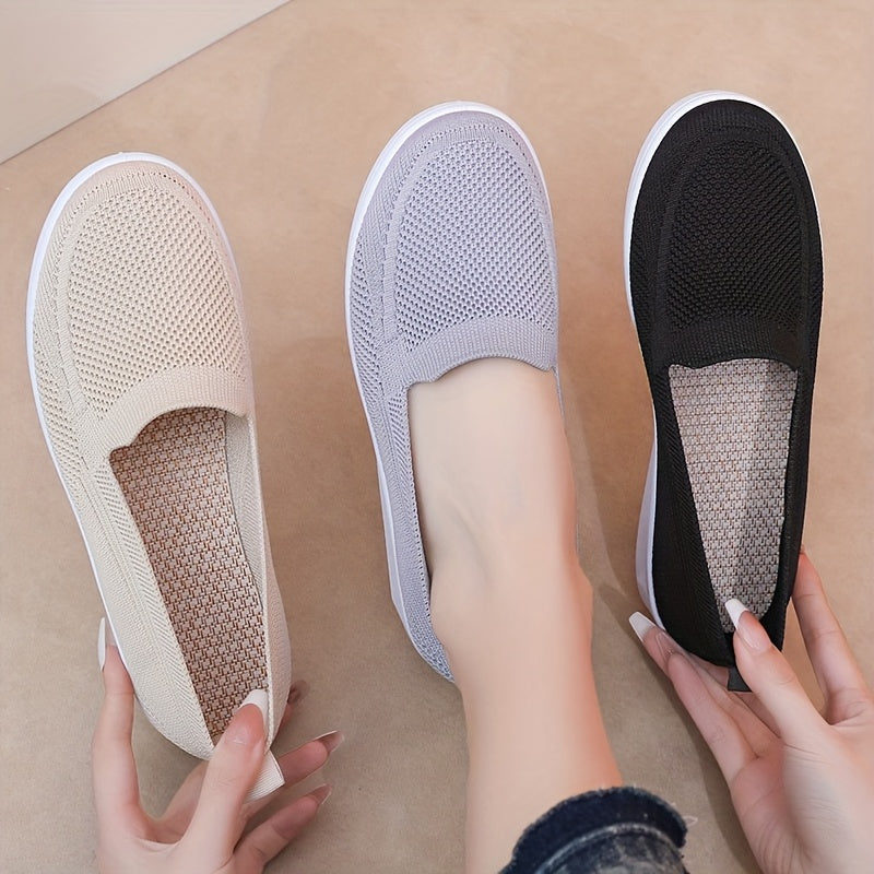 Women's Slip-On Flats Breathable Fabric Casual Shoes All-Season