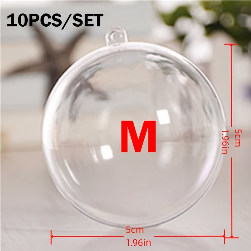 10 Clear Plastic Round Ball Christmas Tree Decorations for Party Wedding Home Decor