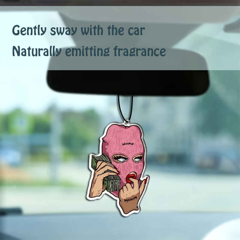 Pink Mask Car Air Freshener Hanging Decoration for Rearview Mirror