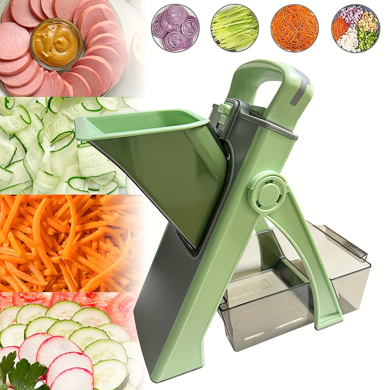 Adjustable Safety Vegetable Slicer with Stainless Steel Blade for Fruits and Vegetables
