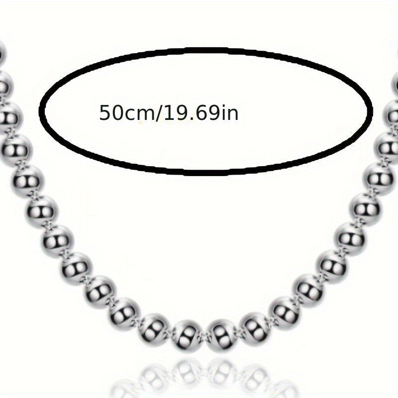 Sterling Silver Beaded Necklace 8mm Hollow Beads Unplated Jewelry Gift