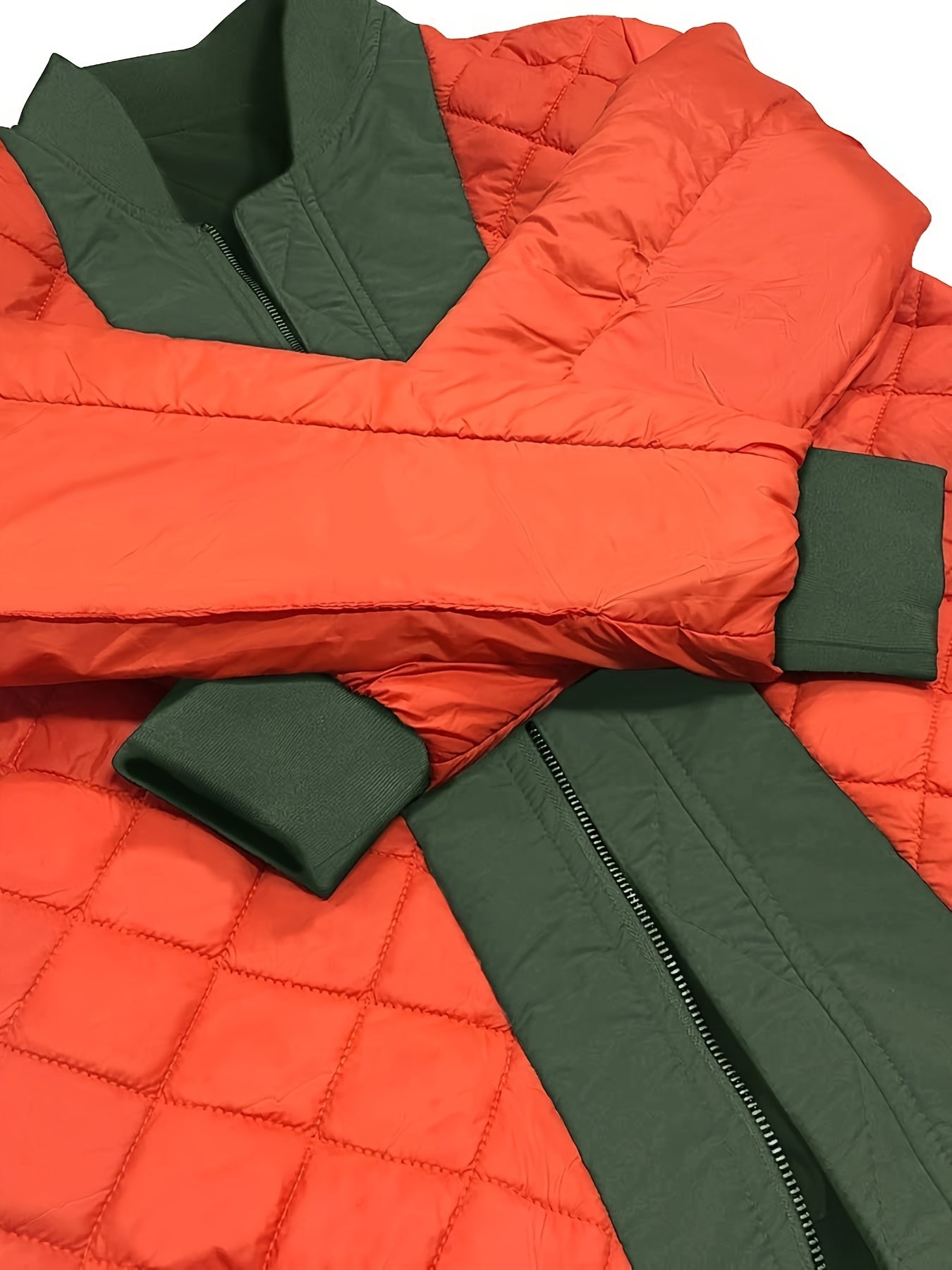 Plus Size Men's Lightweight Bomber Jacket with Zipper Closure and Baseball Collar for Fall Winter Casual Wear