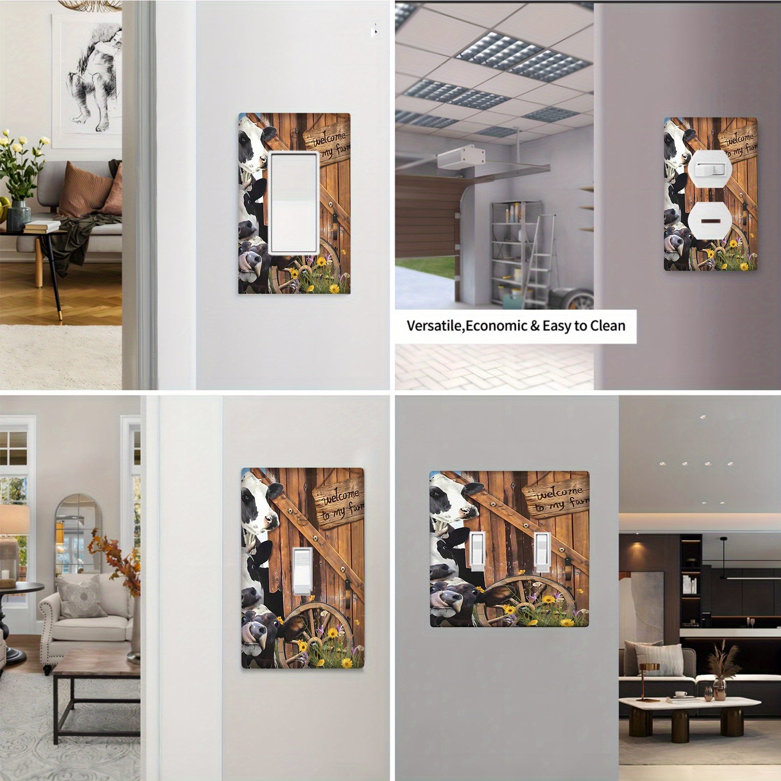 Cow Wall Plate Cover 1 Gang 2 Gang Farmhouse Cow Decor Indoor Outdoor Kitchen Bathroom