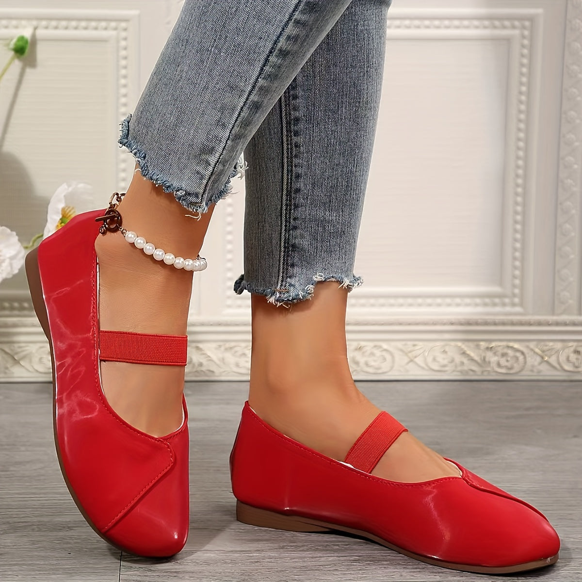 Zapatos planos negros tipo Mary Jane para mujer con suela de goma y punta redonda